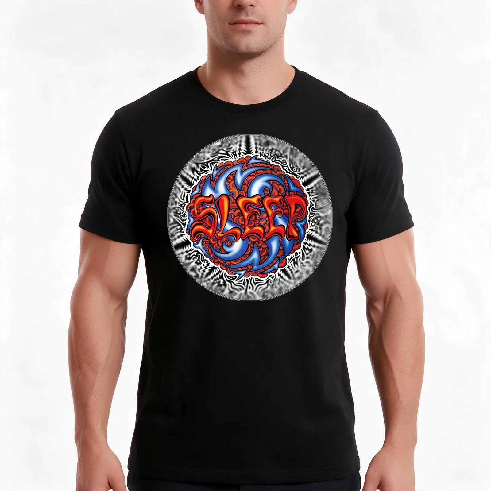 Sleep Band | Holly Mountain T-Shirt Summer Casual Cotton Tee Oversized Streetwear Tops Vintage Graphic Print 100% Cotton