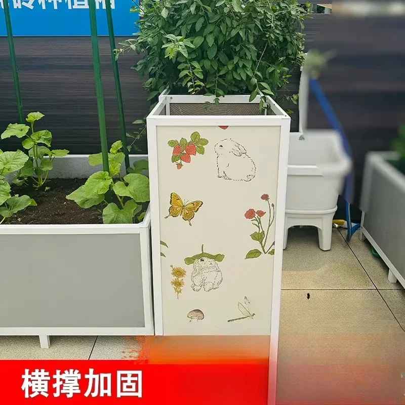 Tile planting box, large flower pot stand, balcony, outdoor courtyard vegetable growing special box, fuzz, aluminum alloy flower