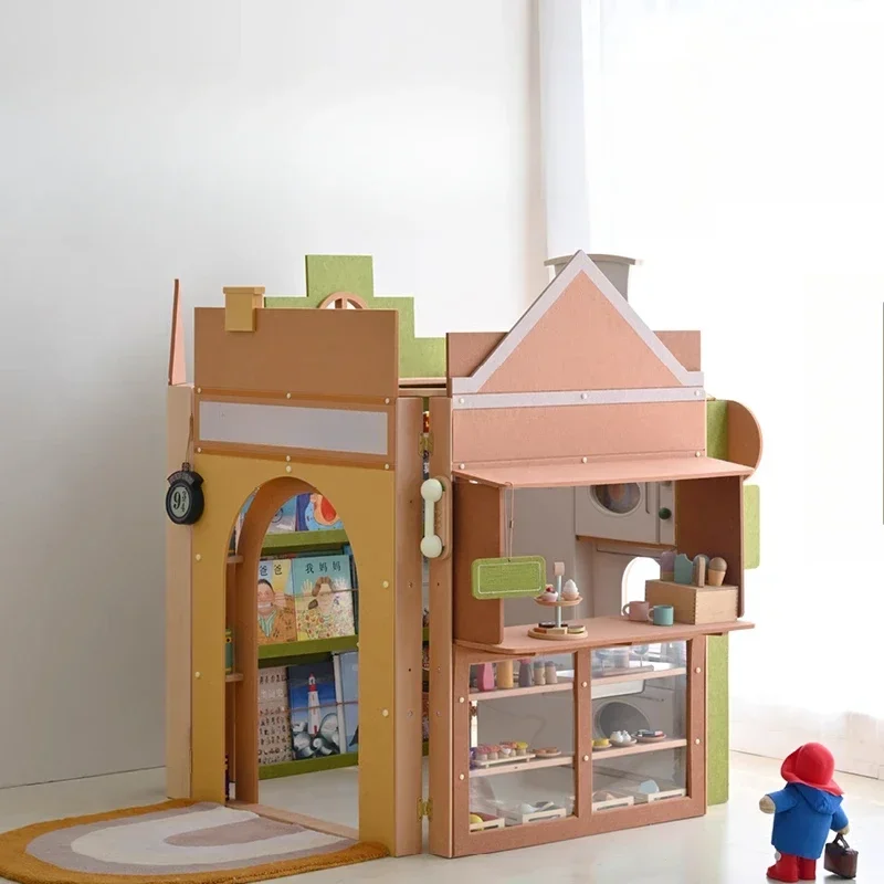 

Fold board book wonderful house, play house toy early education Montessori children's busy house multi-functional bookshelf