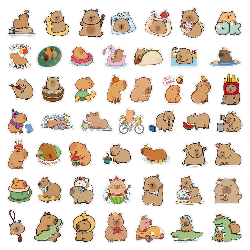 50 folhas de adesivos capivara não tóxicos para crianças – decalques ecológicos de PVC para escola DIY artesanato BulingBulingStickers Store