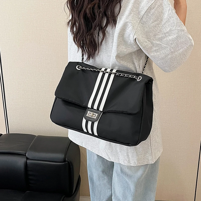 

2025 SS Striped Resort Tote, Multi-Way Convertible Shoulder & Crossbody Bag for Women, Oversized Beach to City Carryall