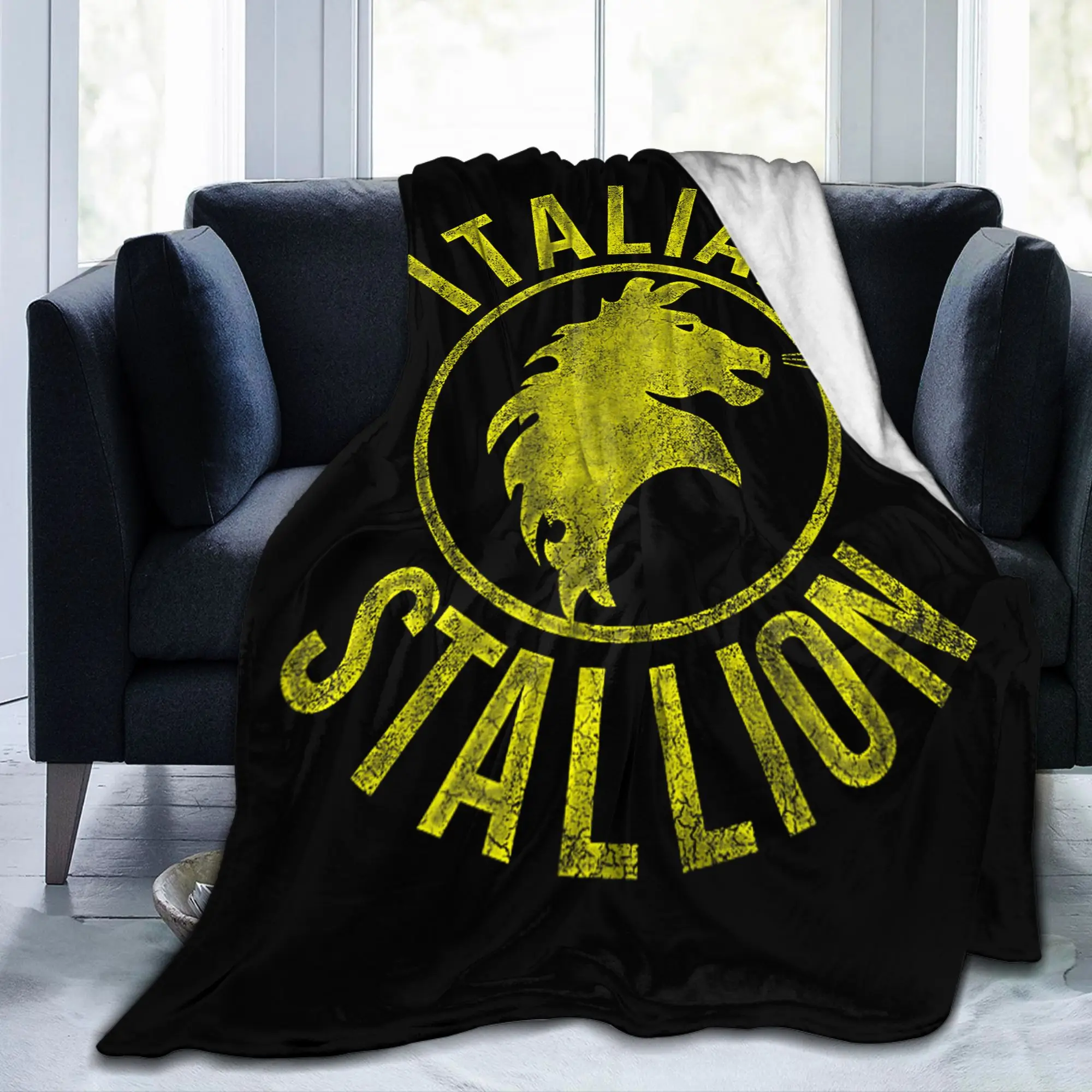 Rockys Italian Stallion Horse Blanket Cover Boxing Movie Wool Bedding Throw Blankets Couch Portable Decoration Breathable
