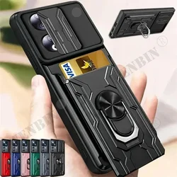 Case For Honor 90 50 Lite Honor Magic 6 Lite X9b X8b X7b X50 5G Slide Stand Ring Camera Military Grade Card Slot Cover