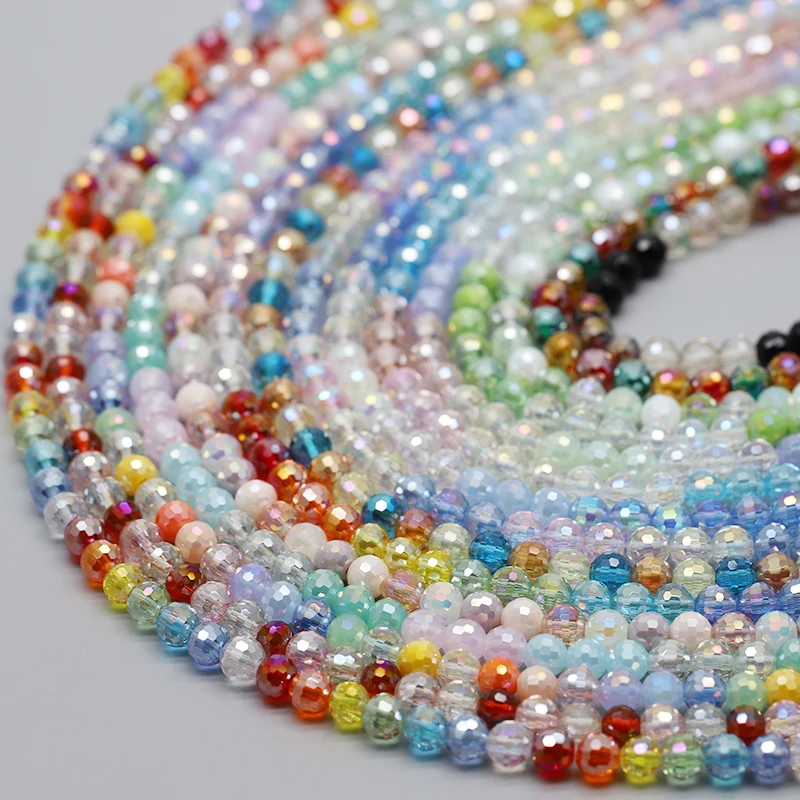 6mm 60pcs/strand Regularity color Round Crystal Glass Beads 96 Faceted Round Loose Spacer Beads For Jewelry Making DIY Bracelet