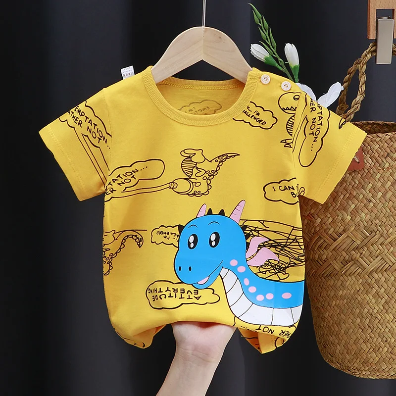 Summer Baby T-shirt Fashion Cartoon Girls Tees Short Sleeve Cotton Boys Tops Korean Casual Kids Clothes for 0-7Y Cheap Stuff