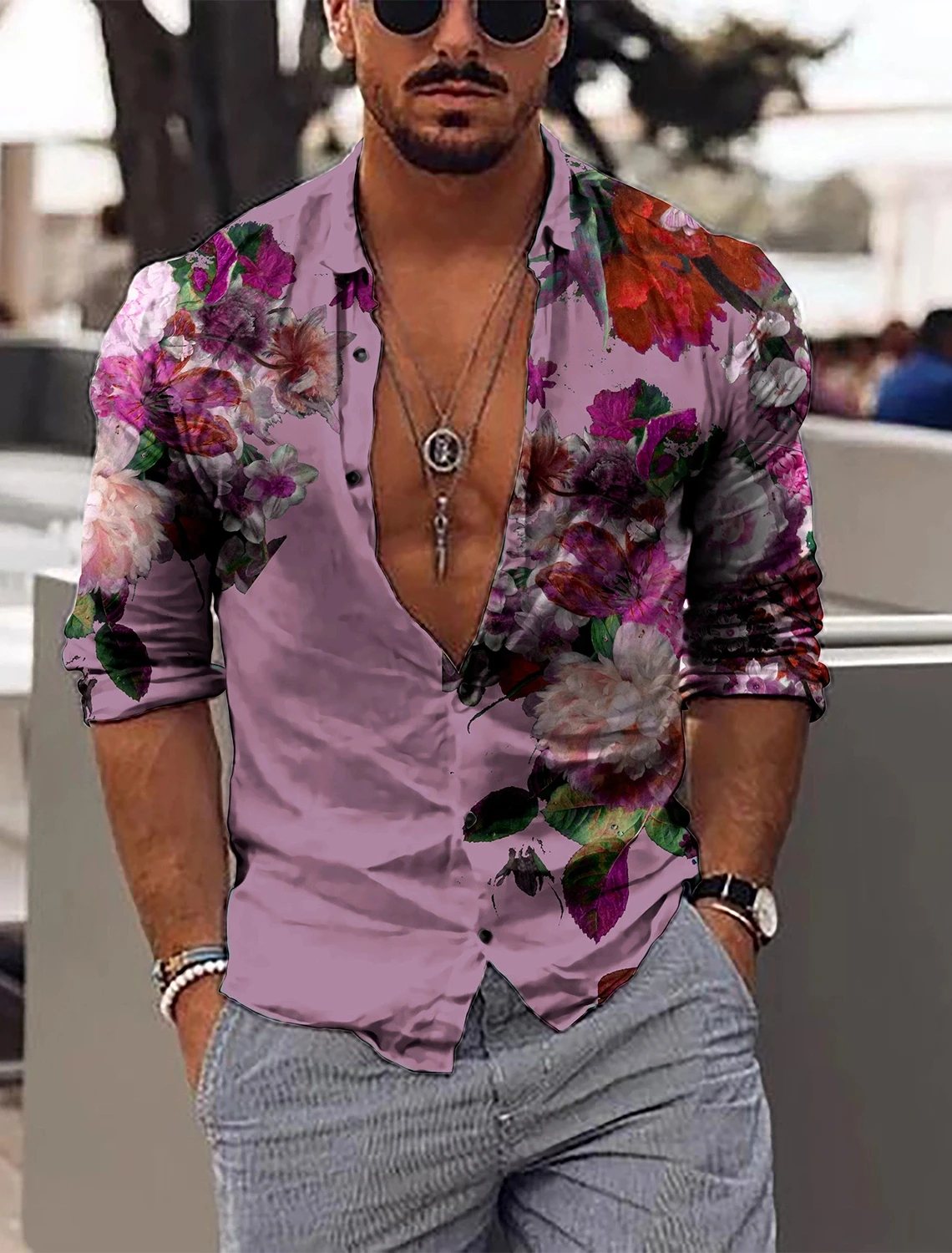 

Men's Floral Shirt Formal Shirt Button Shirt Long Sleeve Business Casual Party Daily Autumn Winter Spring Summer Lapel