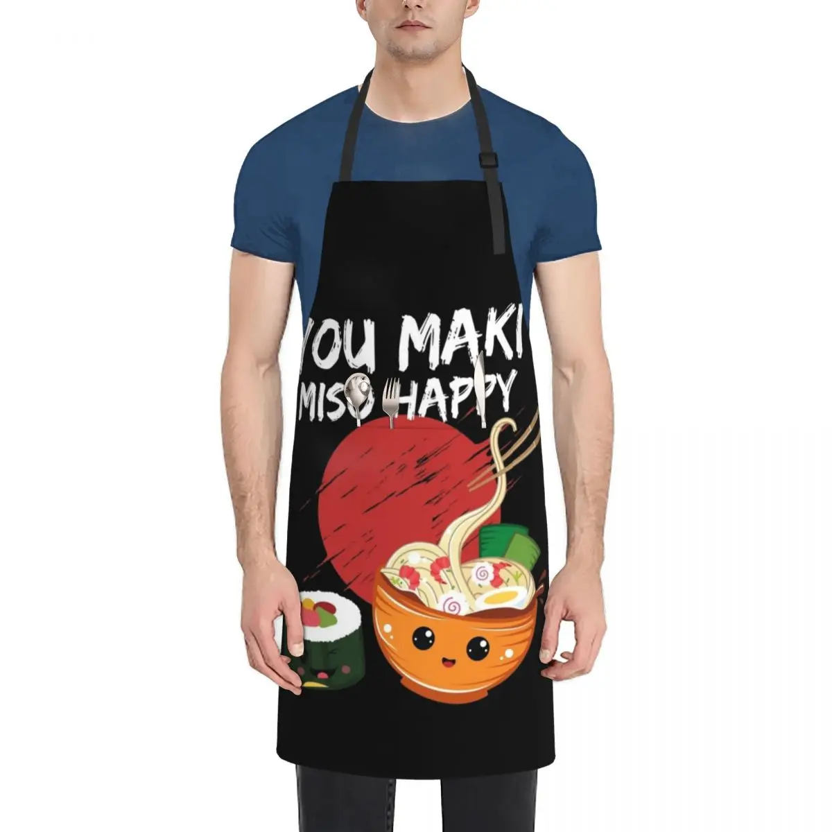 

You Maki Miso Happy Kawaii Japanese Noodles Lover Apron Kitchen Tools barber men Apron