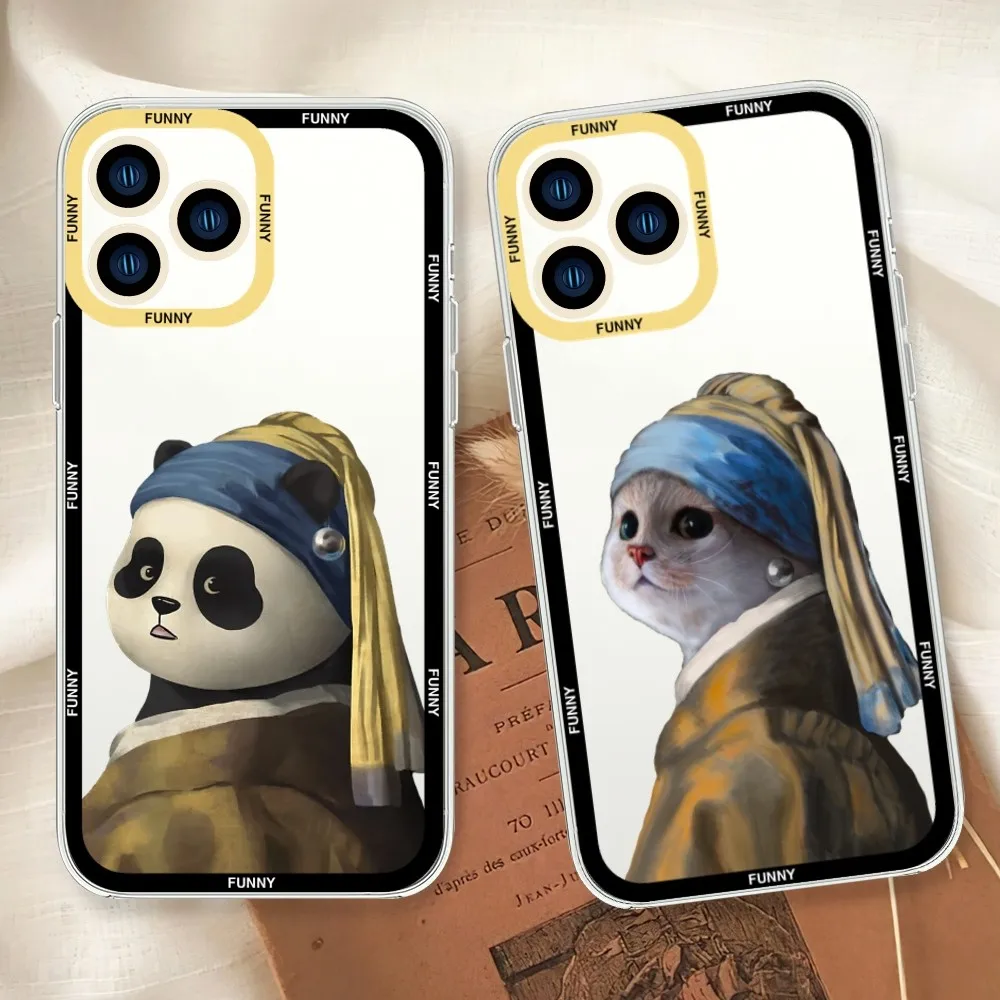 Funny Girl With a Pearl Earring Phone Case For Samsung S20 S21 S22 S23 Fe Lite Plus Ultra Transparent Border Shell