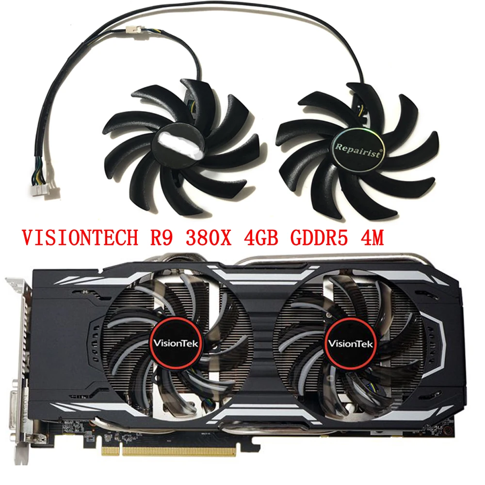 2Pcs/Set Video VGA Cooling Fan,T129215SU,GPU برودة ل بوويركولور ,PowerColor RX6700XT 12GB,PowerColor RX5700 rx 5700 8G,PowerColor R9 380X,dell RTX 3060 ti