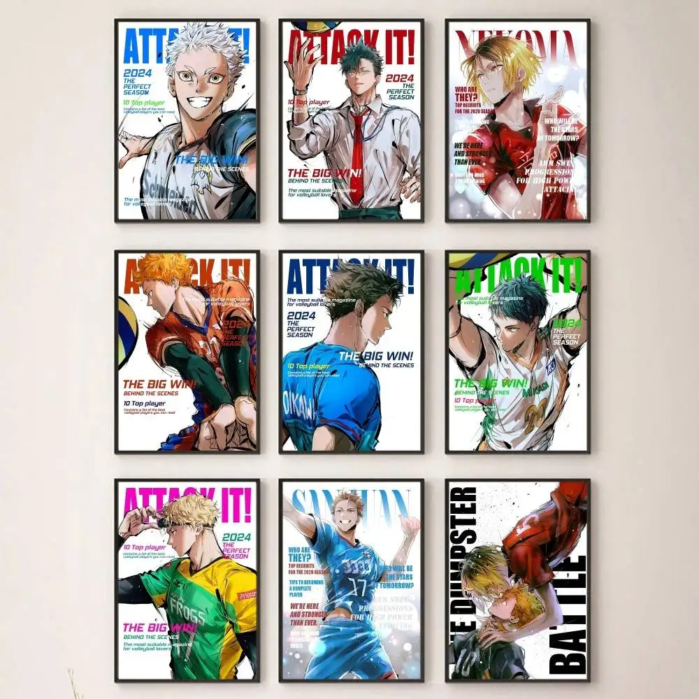 Anime Haikyuu! Volleyball Character Magazine Style Poster Print Wall Art Room Decor Aesthetic Home Bedroom Wall Picture