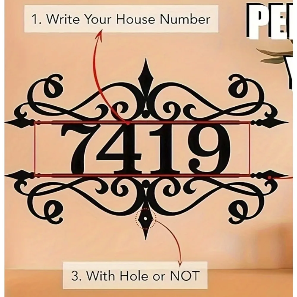 

Stand - out 1pc Black Metal Address Tag - Customizable, Water & Fade Resistant. Great Outdoor Door Sign, Wall Art.