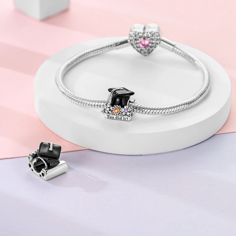 New Arrival 925 Sterling Silver Graduation Blessing Charms Bead Fit Original Bracelet DIY Women Party Jewelry Gift