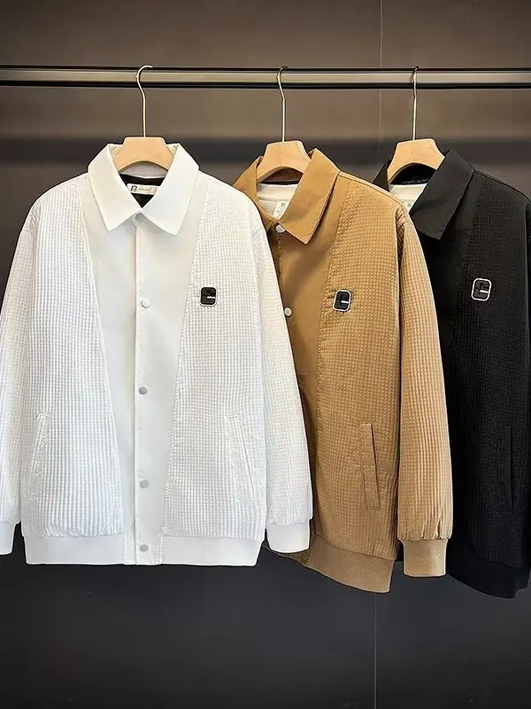 

Повседневный дизайн Long Sve irt 3D Folded Crt Boyfriend Sle White irt Stand Fit Осенний дизайн Мужская куртка