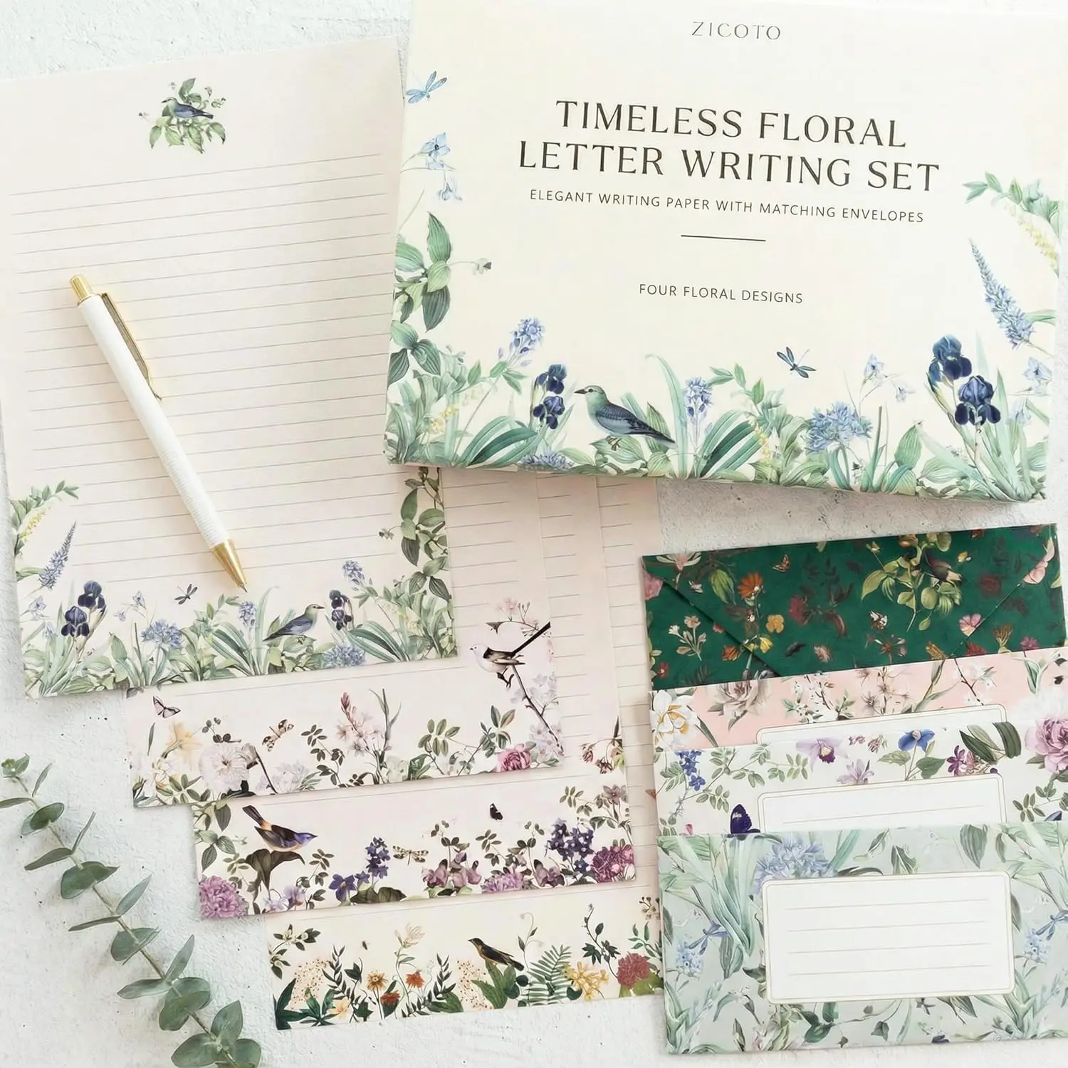 

Stationery Set with Envelopes - Lined Letter Writing Paper with Floral Designs, 66-Piece Kit for Women and Personalized Gift