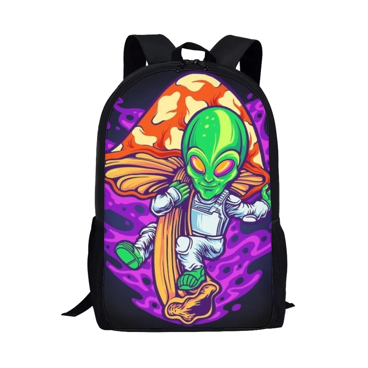 Funny Alien Mushroom School Bag para Adolescentes e Crianças, Mochilas Estudantis de Design 3D, Grande Capacidade, Mulheres, Homens, Meninas, Meninos, Sacos de Livros