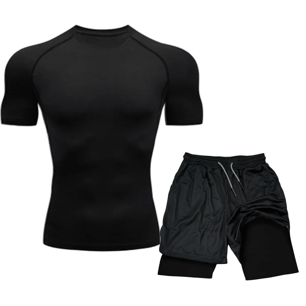 

Men Winter Morning 1-2 PCS Running Set Sports Underwear Fast Drying Skiing Basketball Training Clothes Tracksuit Sportwear Set