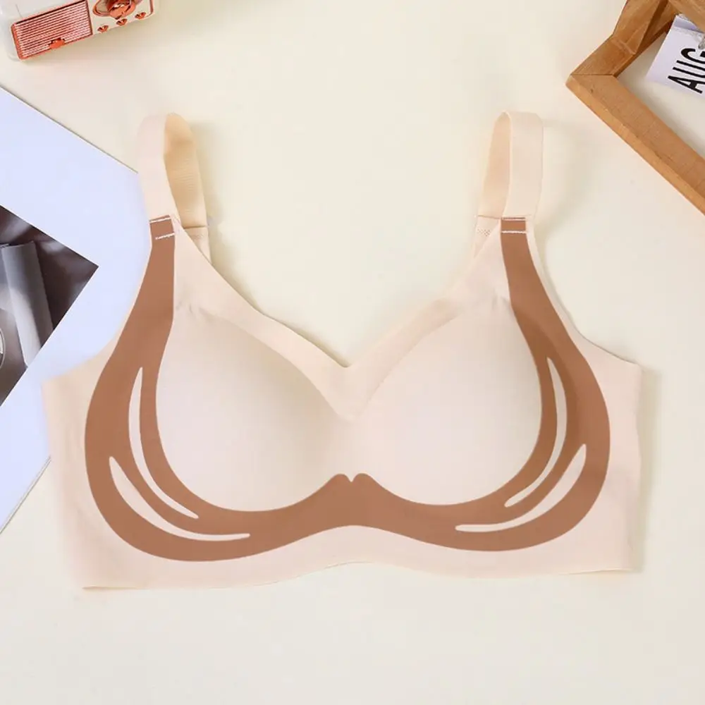 

Soft Patchwork Wireless Deep V Bra Close-fitting Shockproof Brassiere for Women Anti-sagging Adjustable Seamless Bras Running