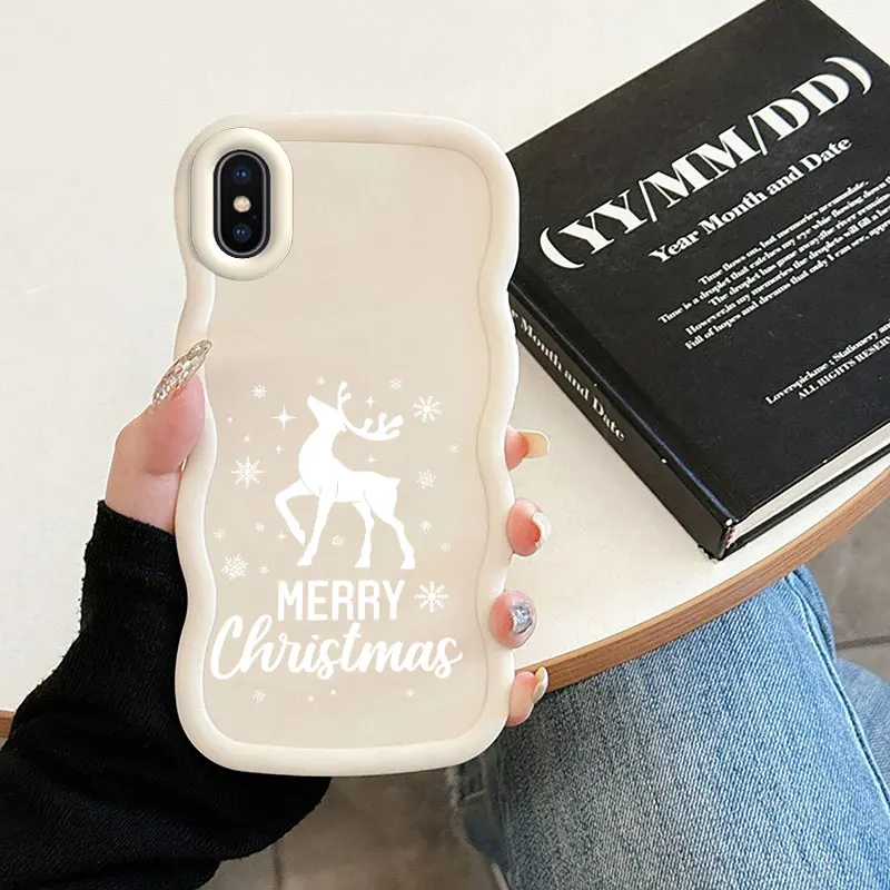 Merry Funny Christmas Macalong Phone Case for iPhone 7 8 PLUS SE 2020 2022 X XS MAX Soft Coque Wavy edged Shockproof Cover