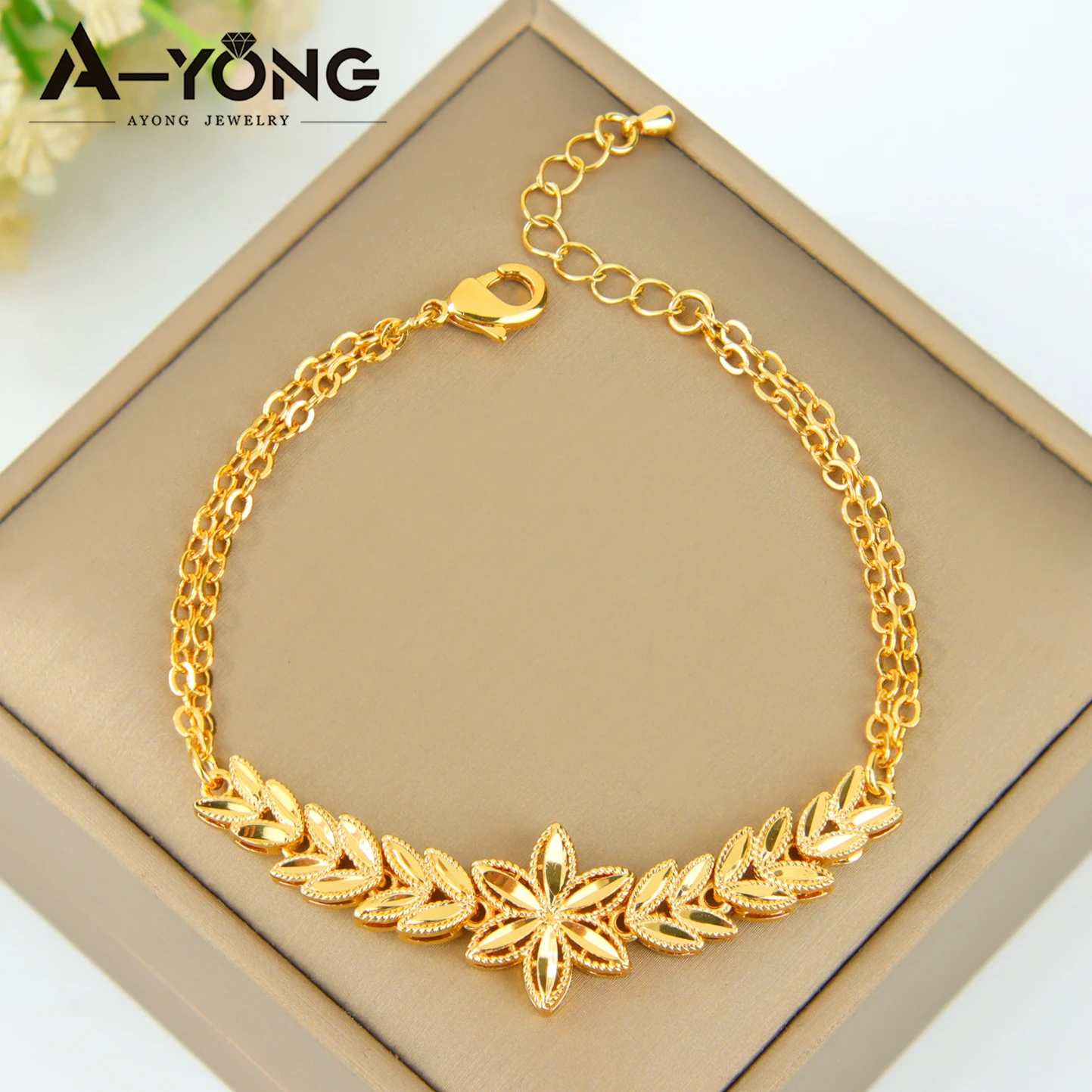 Dubai Gold Schmuck Set 24k vergoldet Arabisch Elegante geometrische Halskette Armband Ohrringe Nigeria Frauen Hochzeit Schmuck – Detail 10