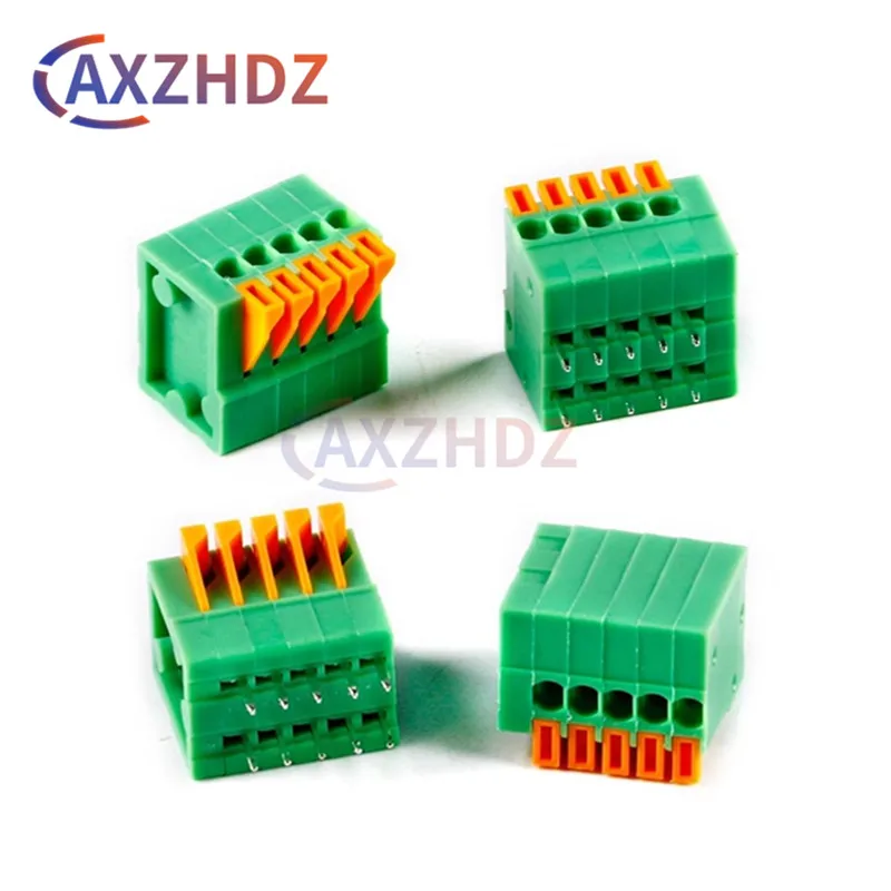 5PCS KF141V KF141R 2.54mm Pitch Push-in Spring Screwless Terminal Block Straight/Bent Foot 2/3/4/5/6/7/8/9/10P PCB Connector