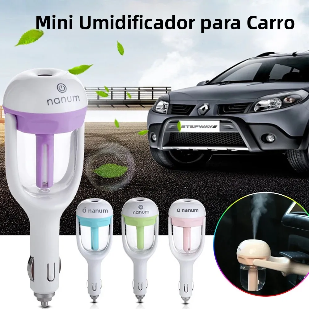 Mini Umidificador de Ar Ultrasônico Romântico, Luz Suave, Difusor de Aroma, Auto Névoa, Pulverizador para Carro