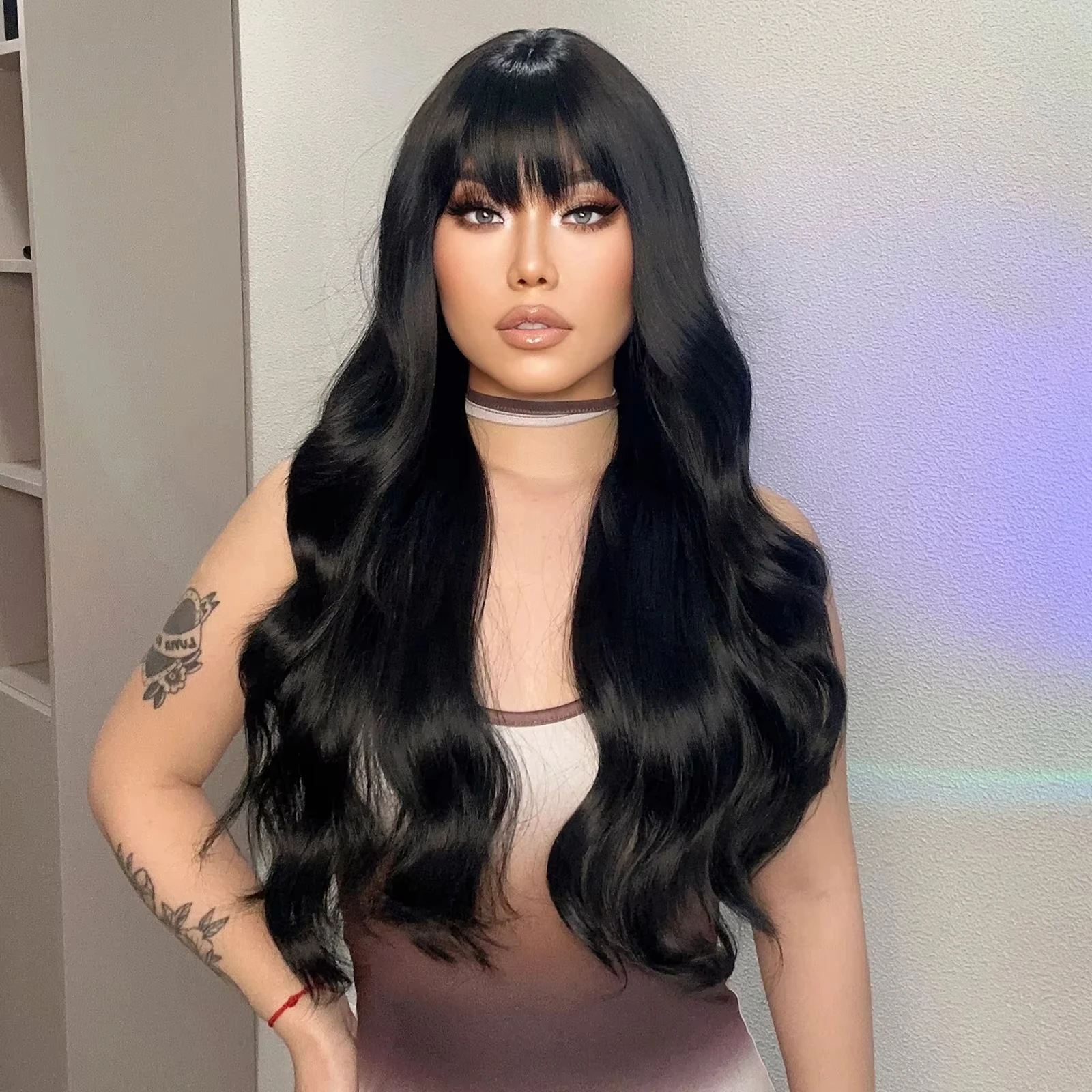 Black Synthetic Wig with Big Waves for Party, Halloween Cosplay, Everyday Use, High-Temperature Hair Accessory image 2