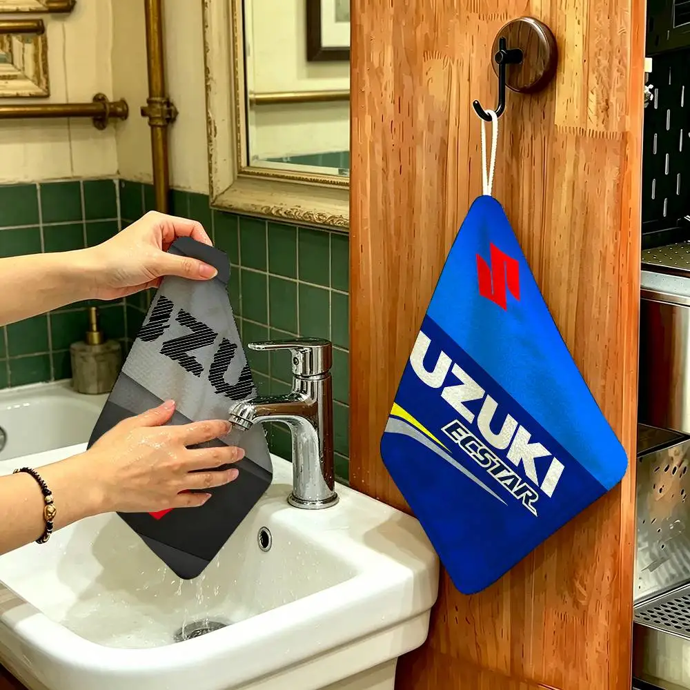 S-S-Suzukis Hanging Kitchen Towel, Polyester Cotton Material, Wear Resistant Hand Wiping Towel for Home