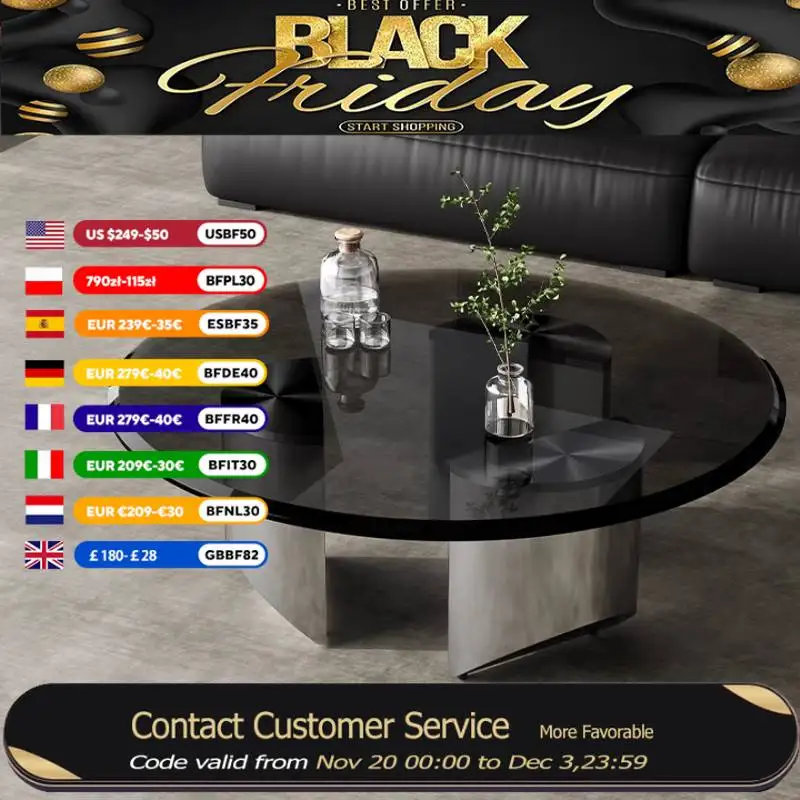 

High Aesthetic Coffee Table Italy Stainless Steel Acrylic Salon Coffee Tables Round Designer Stolik Kawowy Unique Furniture
