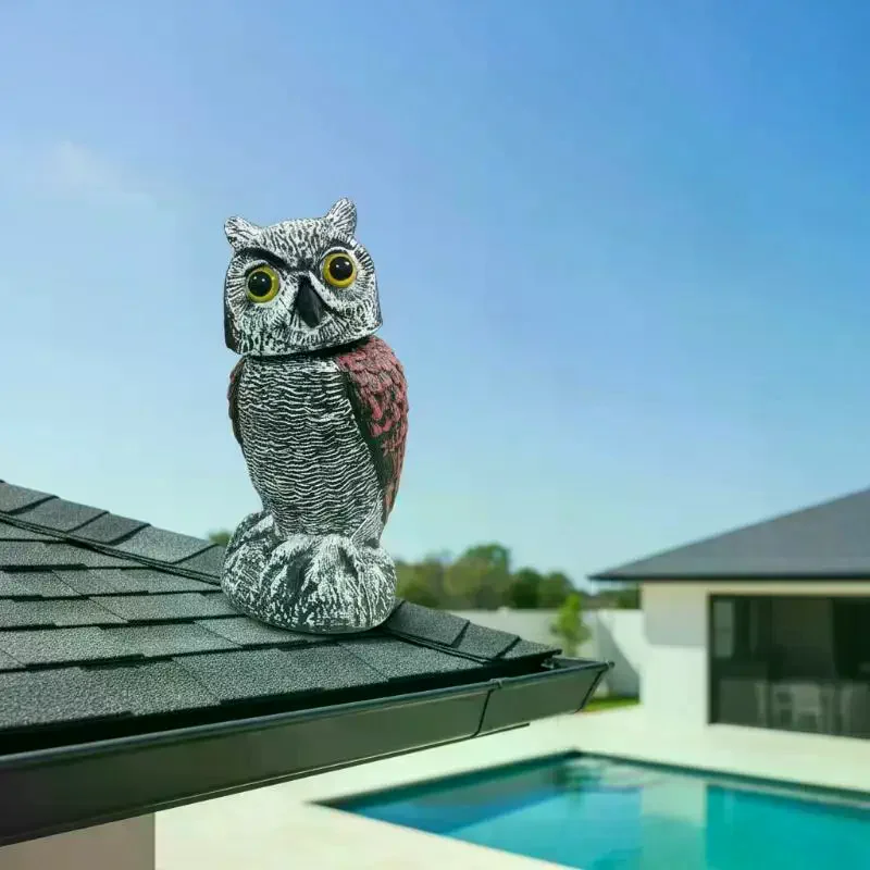 Fake Owl Statue Decor 1Pack With Wind Panel, Fake Owls Waterproof For Garden Plant Orchard, Plastic Owl Decor For Outside Indoor