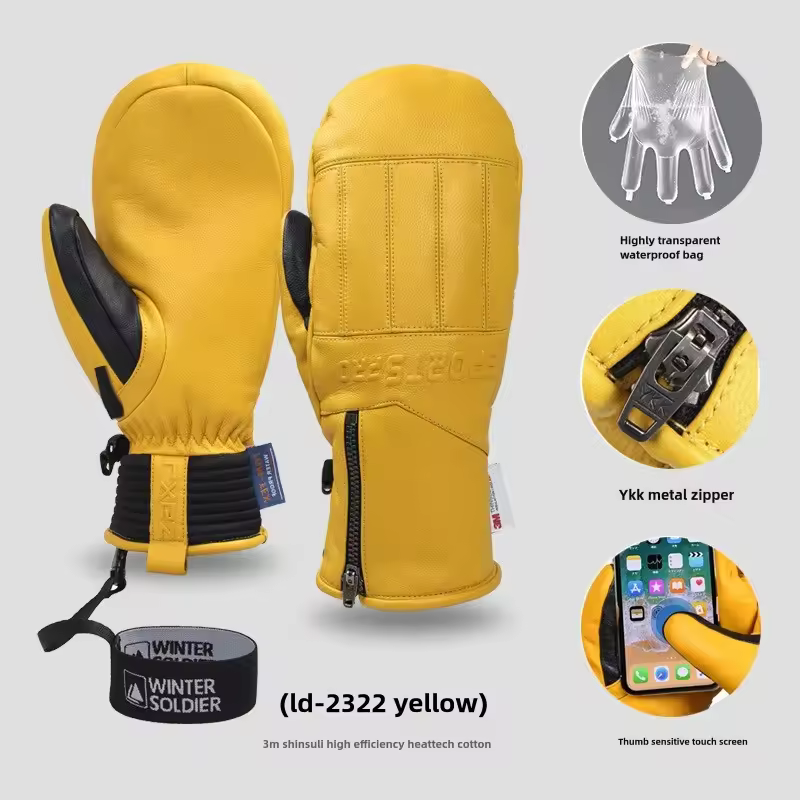 כפפות סקי וסנובורד מקצועיות | עור גדי ובידוד 3M עמיד למים