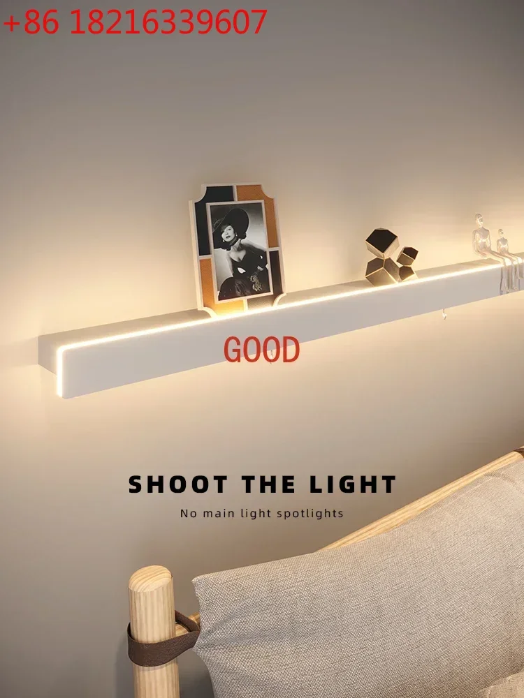 

Minimalist Long Shelf Line Atmosphere Bedroom Bedside Lamp Decorative Frame Living Room Background Wall Lighting