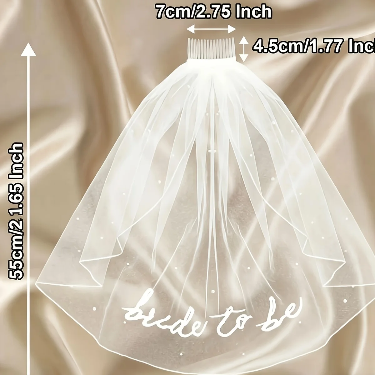 1 Stück Perlenverzierter "Bride-To-Be" Schleier - Weißer Junggesellinnenabschied-Schleier mit Individueller Gravur, Braut- und Brautjungfern-Kopfschmuck – Detail 5