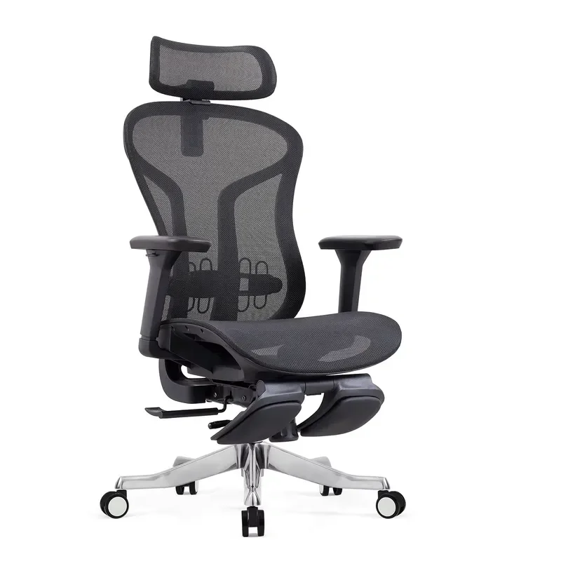 Modern Ergonomic Mesh Office Chair Swivel Executive Task Seat with Adjustable Lumbar Support Aluminum Alloy Base Premium