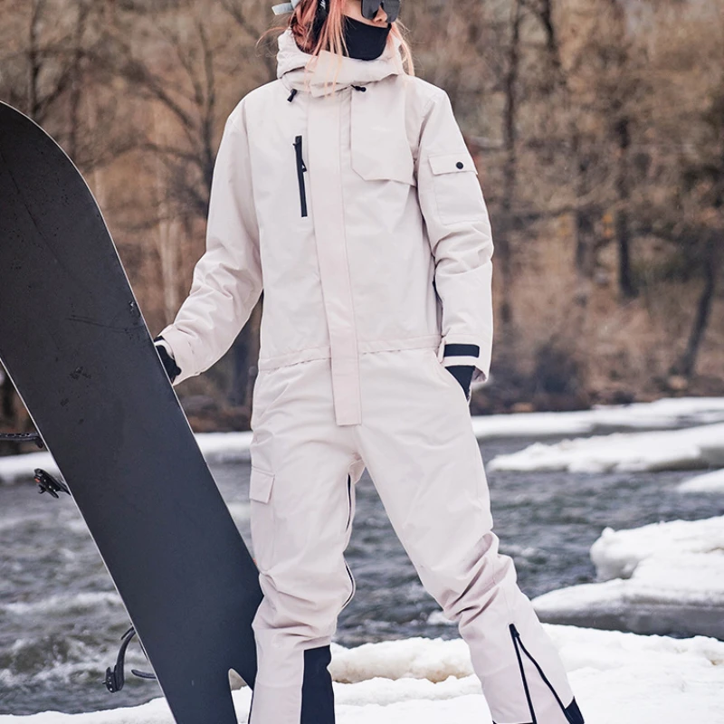 New 2024 Ski Jumpsuit Winter Snowboard Clothes Set Women Sport Outdoor Warm Adding Cotton Overalls Man Pro Windproof Snow Suites