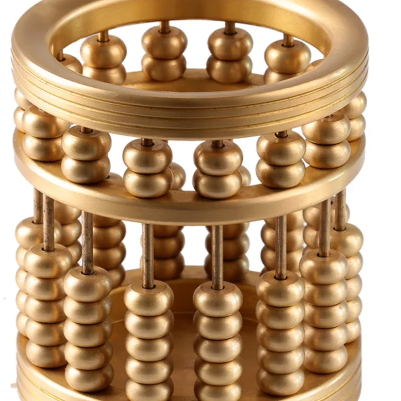 

Brass Abacus Pen Holder Desktop Ornament Storage Box High-end Multifunctional Brush Pen Holder
