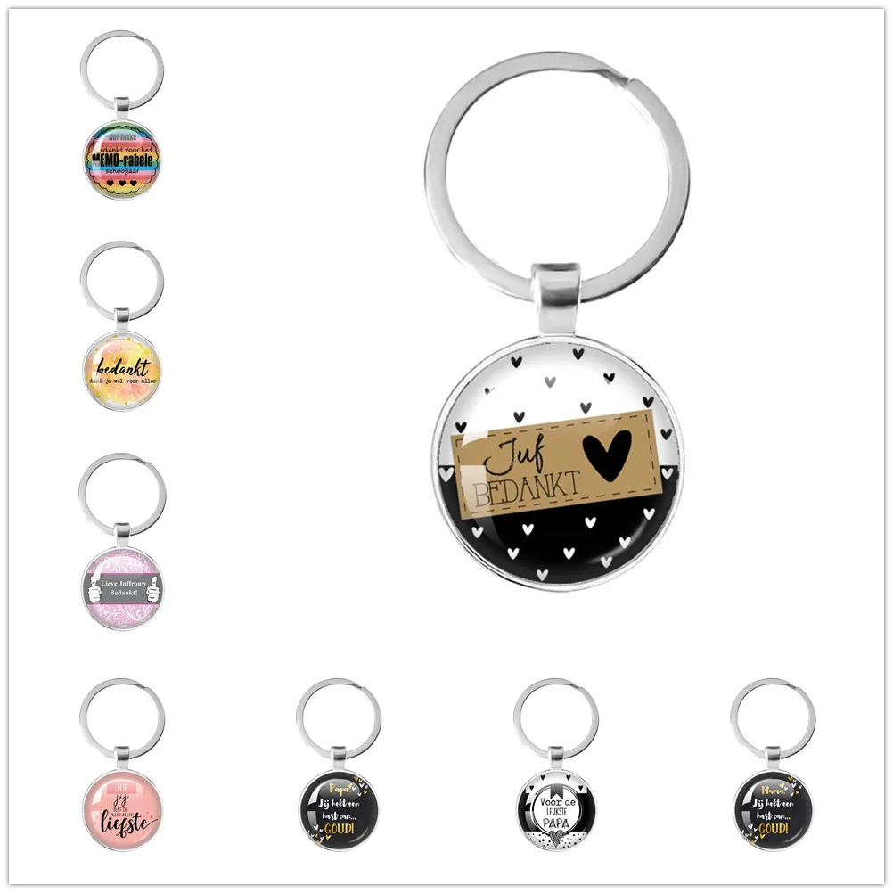 VOOR DE Liefste Juf Sleutelhanger llavero De cristal Anneau Porte Clef Bedankt Juf Cadeau gracias caro regalo para profesores joyería