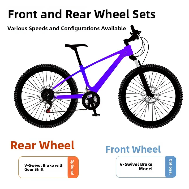 

V-Brake Mountain Bike Wheel Set 20/24/26 Inch Universal Bicycle Hub Front And Rear Wheel Rims Screw pe Cycling Equipment