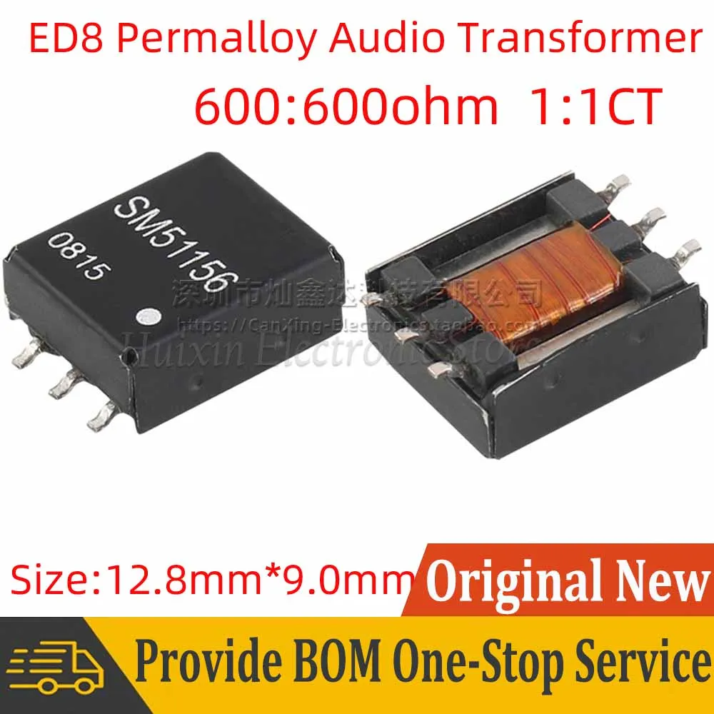 2pcs SM51156 SMD 6 Pin 6P Permalloy 1:1CT Audio Isolation Transformer 600:600 ohm Digital Signal Isolator with Taped