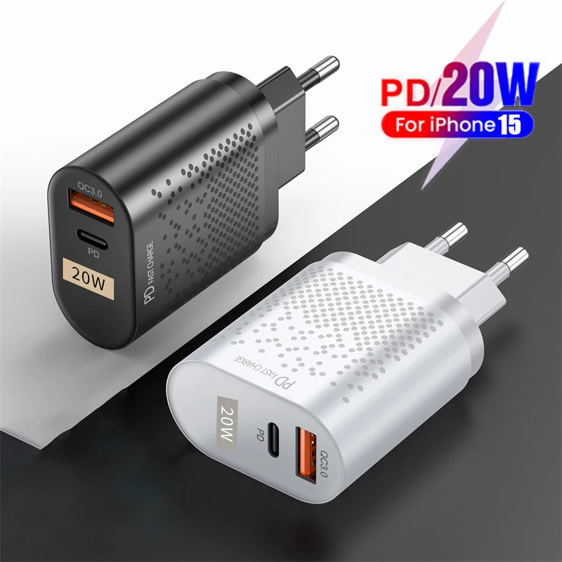 PD 20W USB Type C Charger For iPhone 15 14 Pro Max Mini Quick Charge QC 3.0 Fast Charging Travel Wall Plug For Xiaomi 13 Samsung