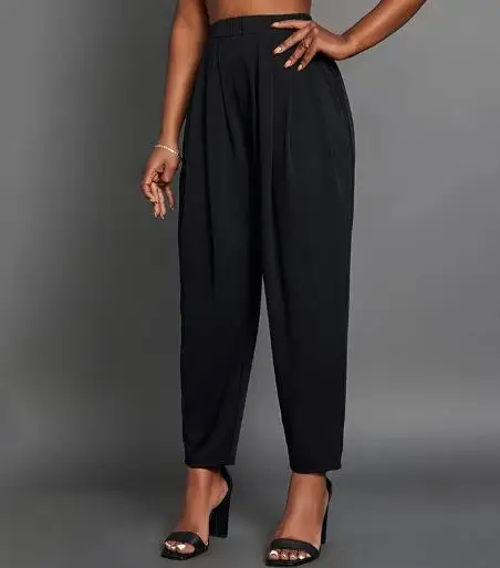 Damesbroek Elegante losse geplooide elastische tailleband Taps toelopende enkelbroek Dames effen kleur woon-werkverkeer potloodbroek