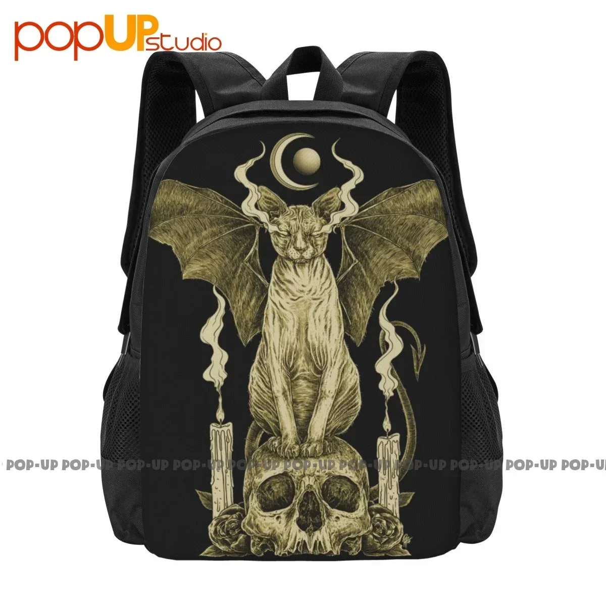 

Evil Sphynx Cat Bat Skull Wicca Gothic Witchcraft Backpack Large Capacity School Art Print 3d Printing Outdoor Running