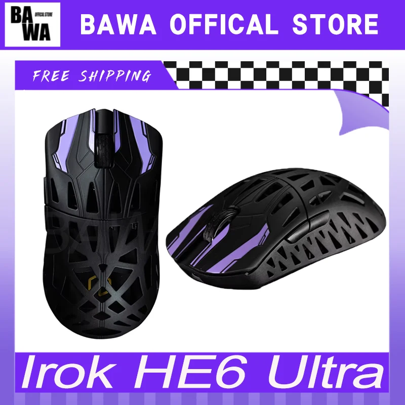 

Новая игровая мышь Irok HE6 Ultra, трехрежимная легкая мышь из углеродного волокна Paw3950, 500 мАч, костюм для мыши Valorant Csgo Fps на заказ