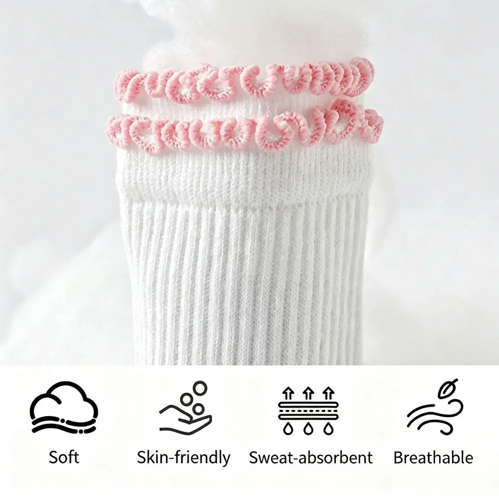 Cotton Pilates Socks for Women Silicone Sole Non-Slip Yoga Socks Double Ruffled Edge Breathable Floor Socks for Fitness Exercise