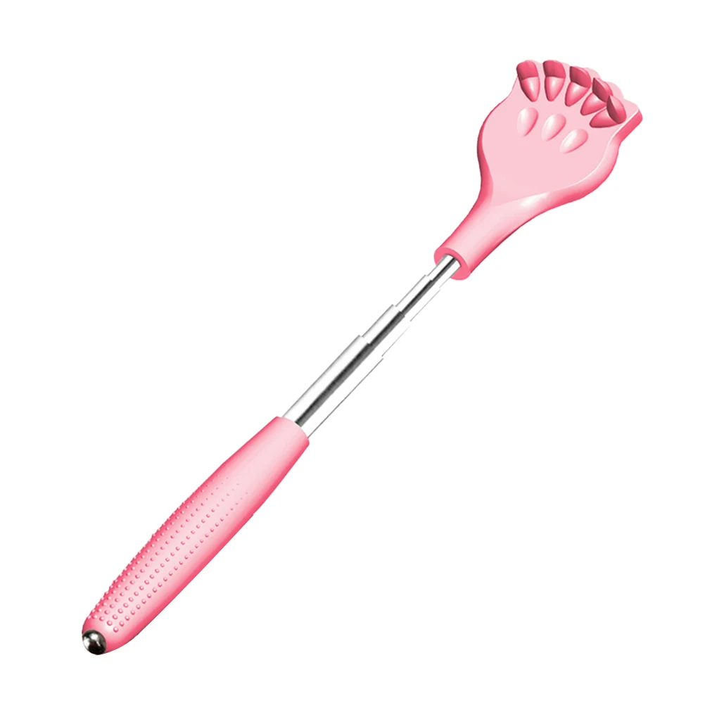 

1pc Back Scratcher Itchy Relief Tool Flexible Long Handle Portable Premium Plastic Massage With Steel Ball For Gift (Pink)
