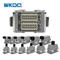 HDC-HE-032 Rectangular Heavy Duty Connector 32 Core Industrial Waterproof Socket 16A 500V HE32 Top/Side Entry Housing Screw Plug