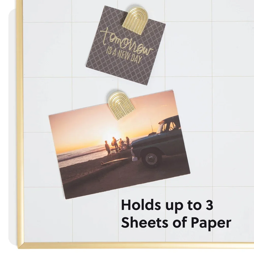 Set of 4 Gold Deco Magnets Stylish Decorative Office Kitchen Accessories Strong Magnetic Backing Photos Notes Reminders