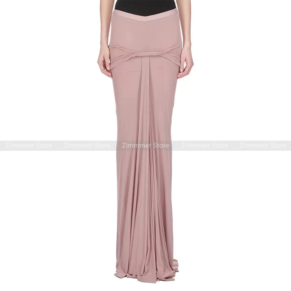 Gorgeous dark style twisted pleated high waist draped slim fit hip long floor-length mermaid skirt for women