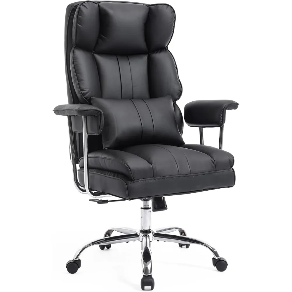 كرسي مكتب كبير وطويل القامة بسعة 500 رطل، مقعد عريض، كرسي مكتب تنفيذي عالي الظهر، كرسي مهام مكتبي مريح، دعم قطني Com #1