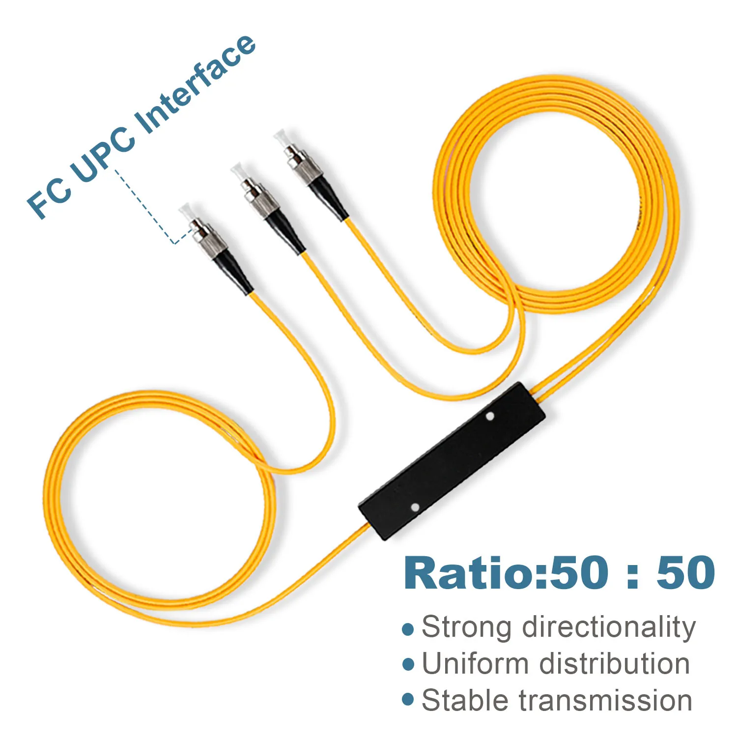 Splitter per cavo in fibra ottica PLC 1 x2 FC UPC con canale di distribuzione da 1 a 2 accoppiatore per cablaggio con rapporto 50:50 per sistema