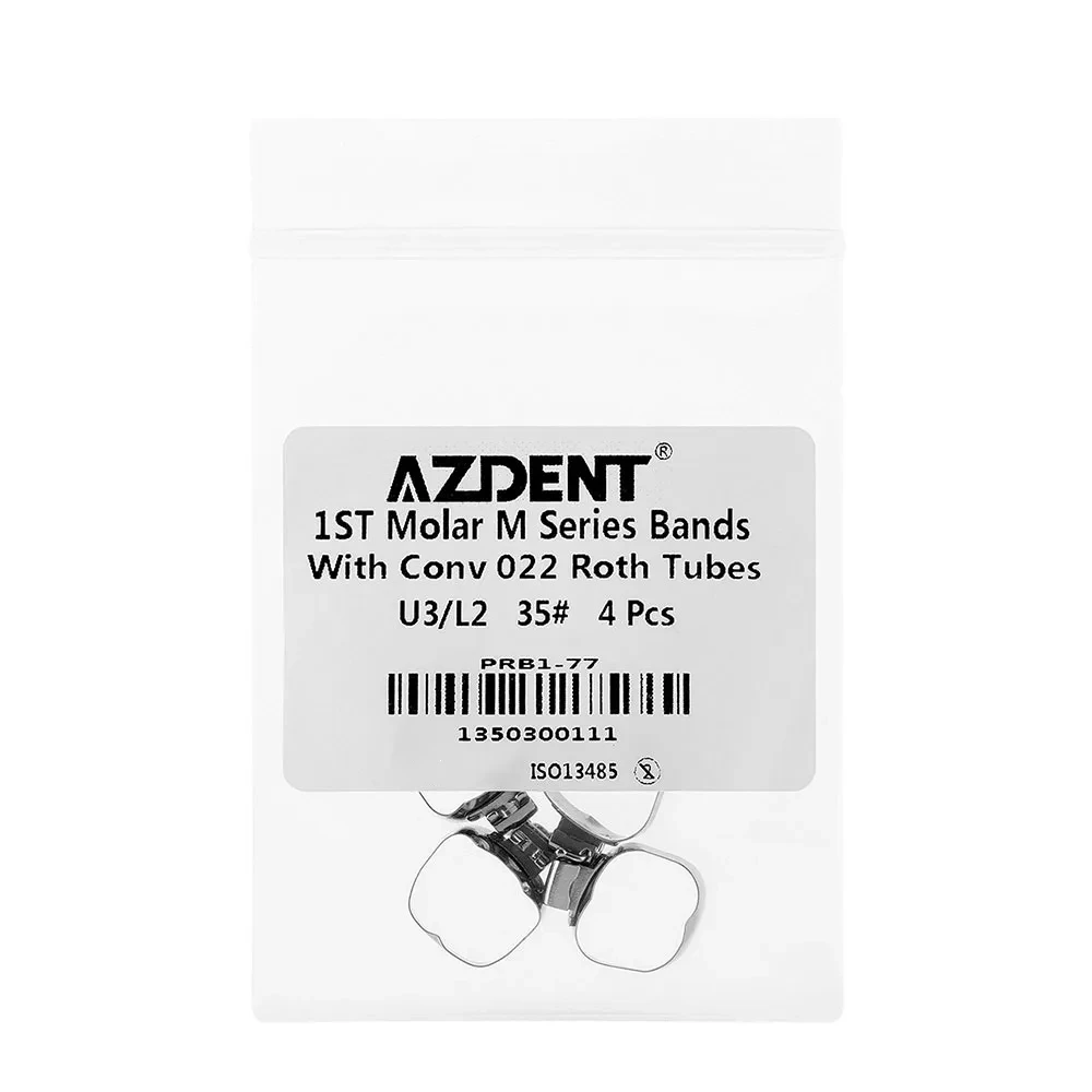 4 Stück/Packung AZDENT Dental Kieferorthopädische Bukkalröhrchen-Bänder, Dreifachröhrchen für 1. Molaren, Roth.022 U3/L2 Größe 35 # -40 # Konvertierbar – Detail 7